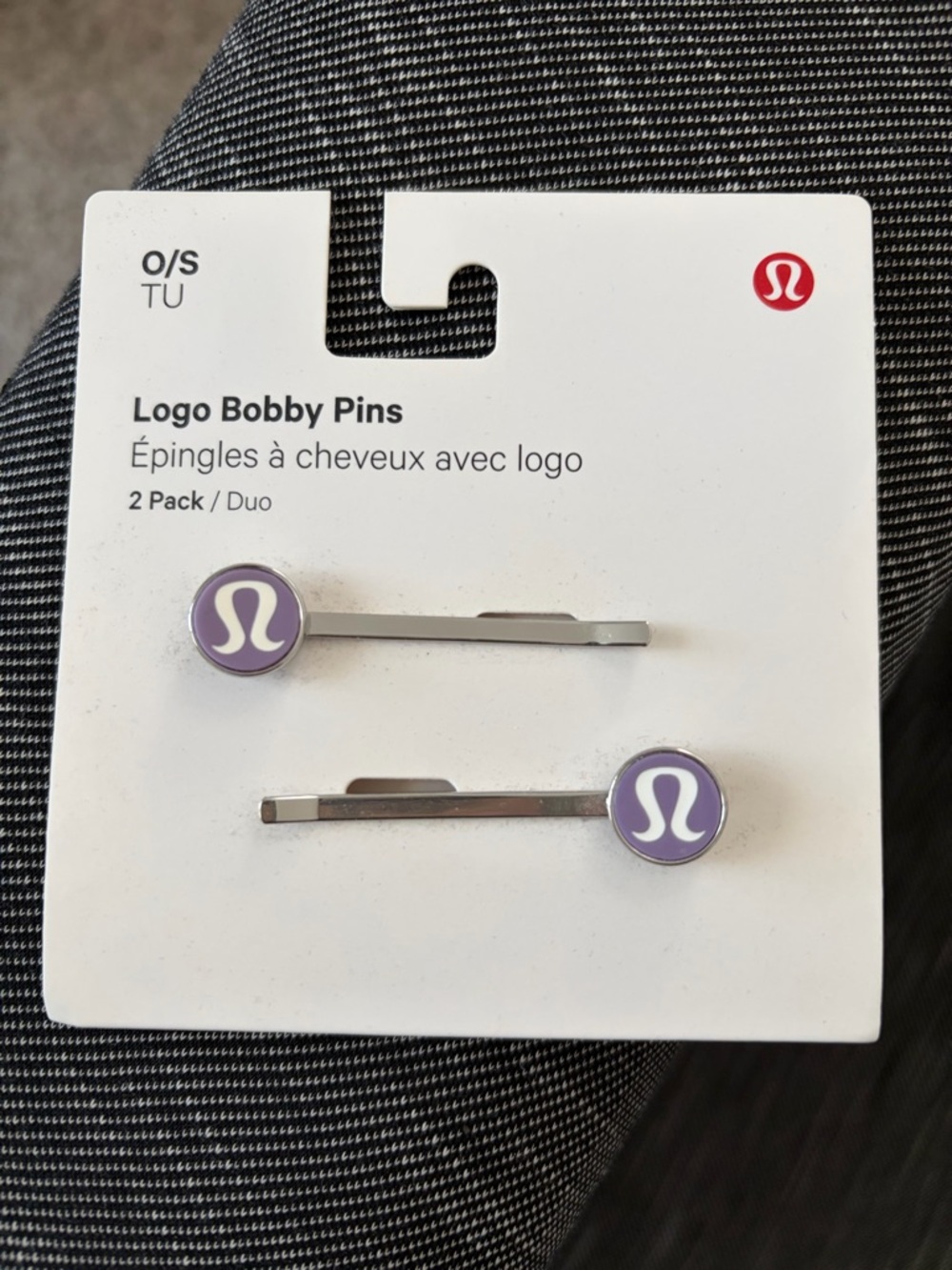 Brand New Lululemon Athletica Lavender Logo Bobby Pins - Silver Clips (2 Pack)